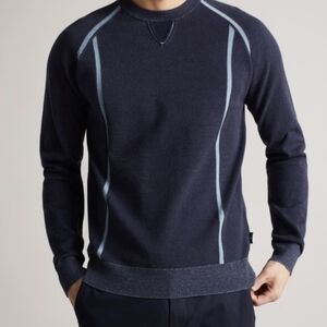 Ted Baker London Appold Blue Contrast Detail Long Sleeve Top Size 3